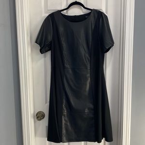 ELOQUII Black Faux Leather Detail Dress Size 16
